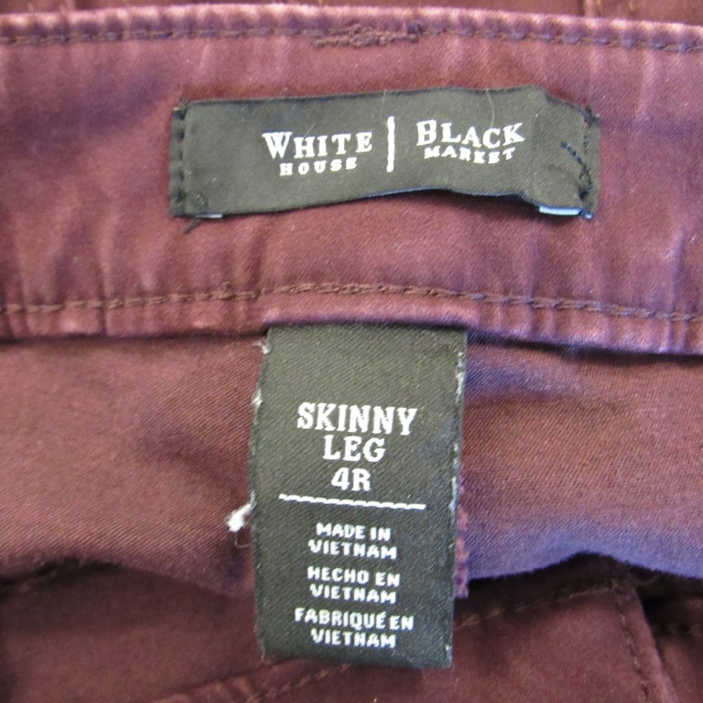 Wine Stretch Skinny Leg Jeans Zip Ankle Sz 4 R - Picture 10 of 13